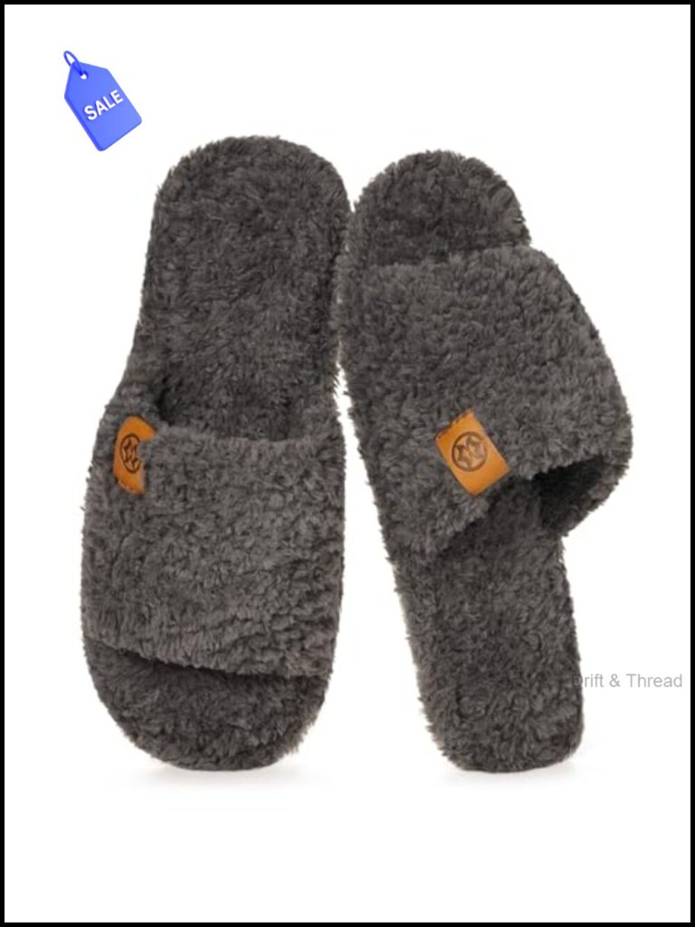 Fuzzy Open Toe Slippers Women Memory Foam Faux Fur Non-Slip Indoor House Shoes